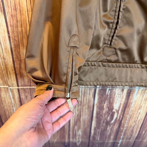 Eccoci Women’s Satin 3/4 Puff Sleeve Zip Jacket Double Zipper Brown Size 6 - Picture 9 of 11